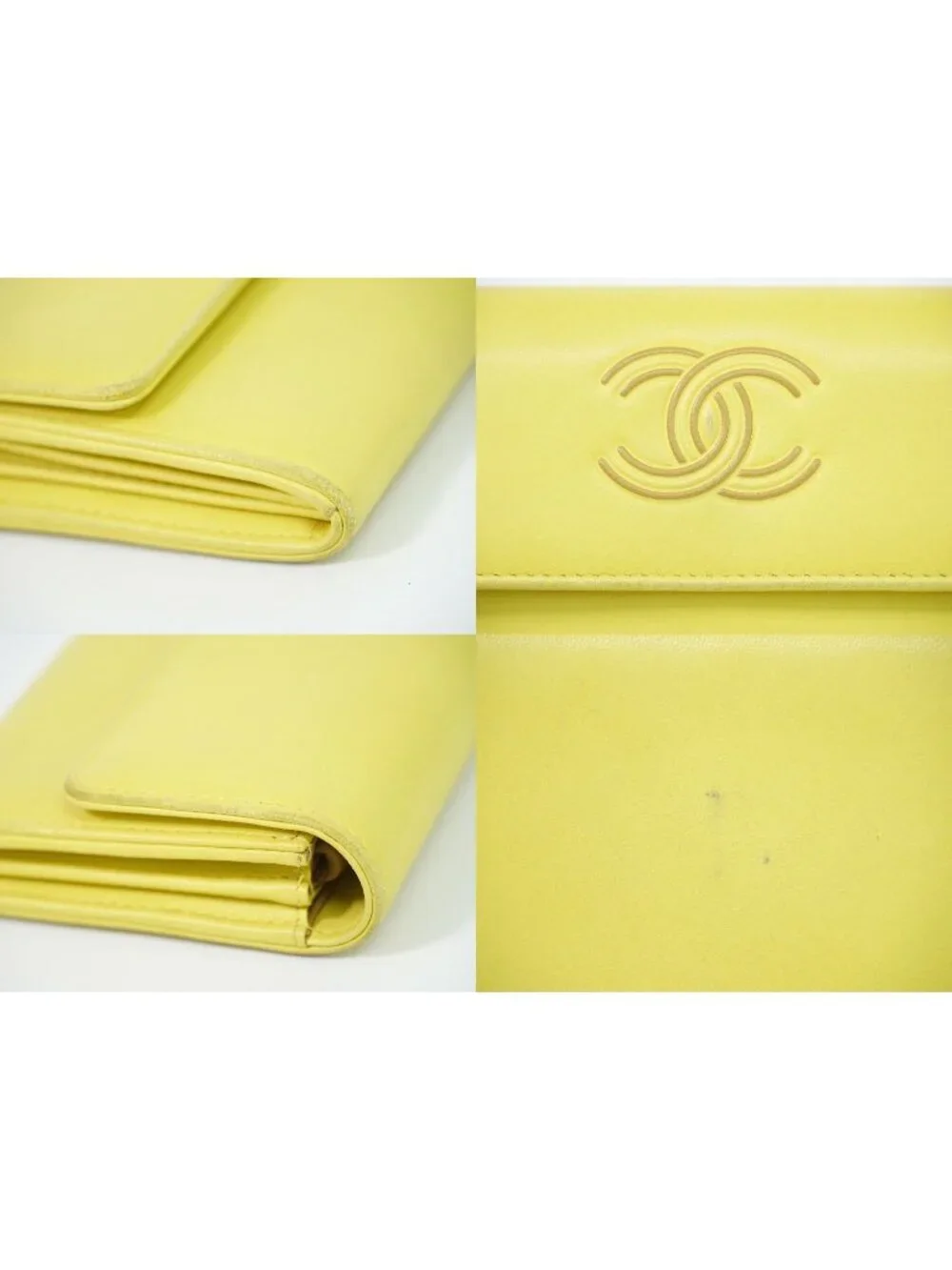 Chanel CC Logo Wallet Leather Yellow